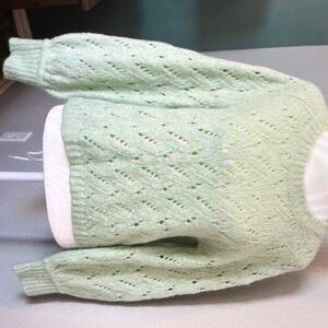 J .crew crew neck pointelle sweater mint green size XS